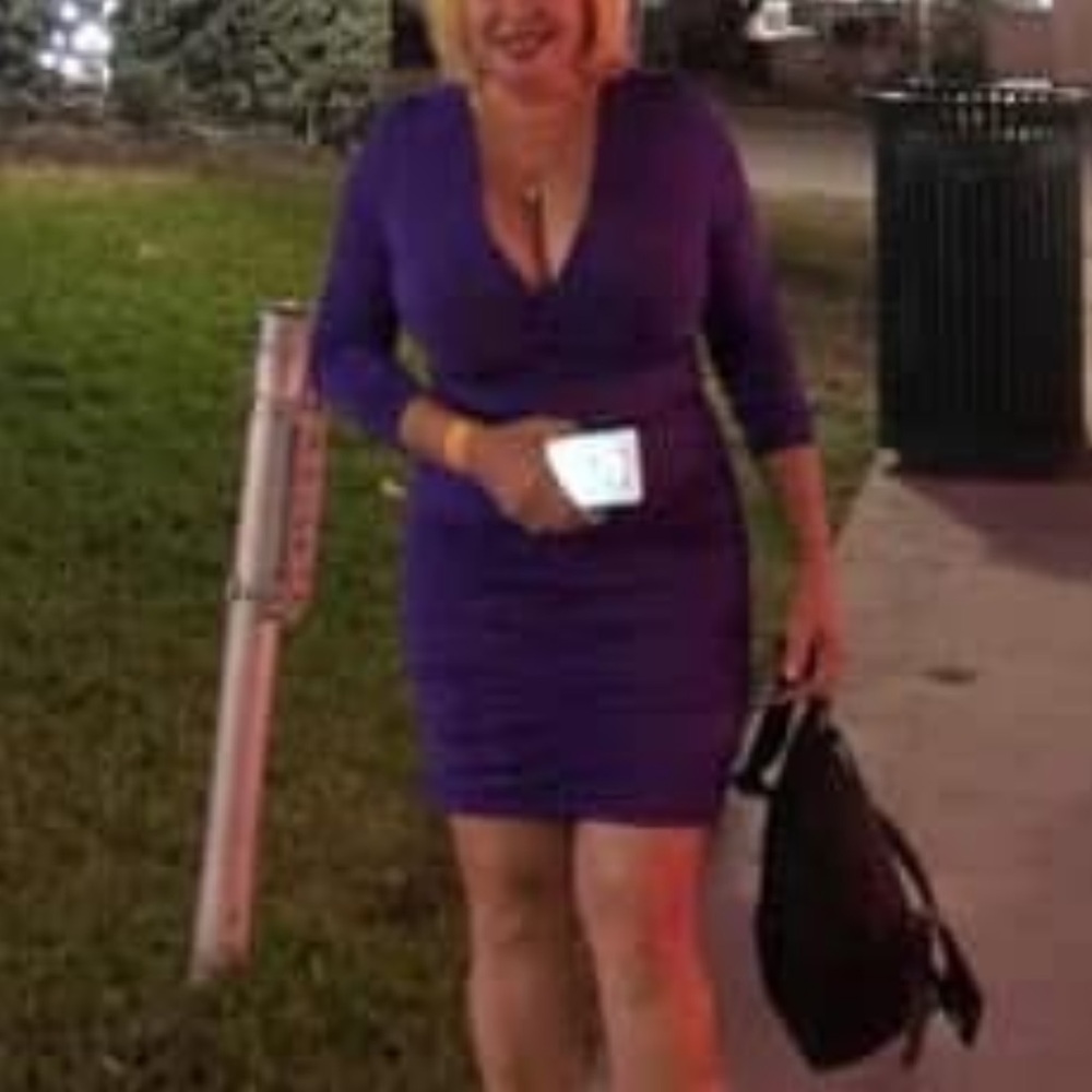 Purple custom made dress fits M